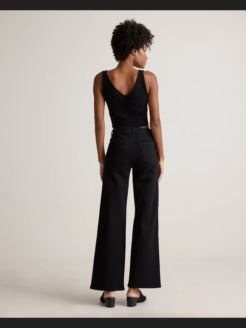 Quince Bella Stretch Wide Leg Jeans- 30" Inseam - Black - Picture 5 of 9